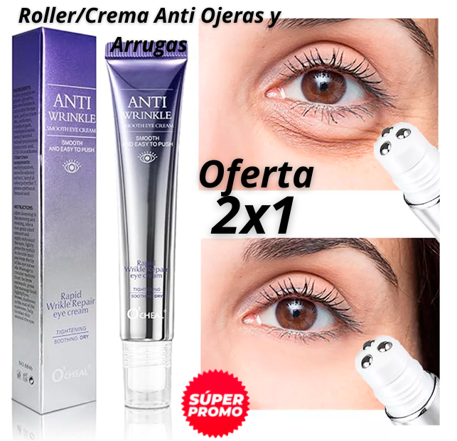 "Oferta 2x1" Roller/Crema Anti-Ojeras y Arrugas con Colágeno