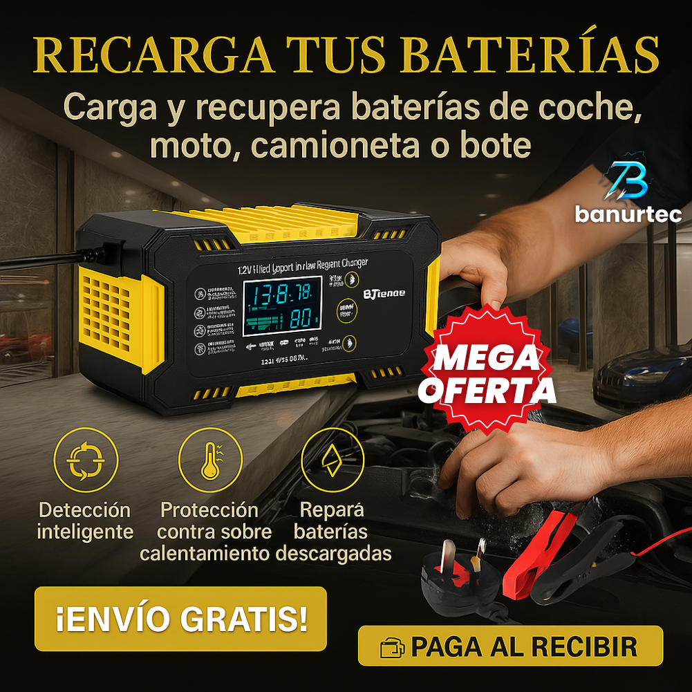 Oferta Especial: AutoVolt™ – Recupera Baterías Descargadas en Minutos, Tecnología de Carga Inteligente