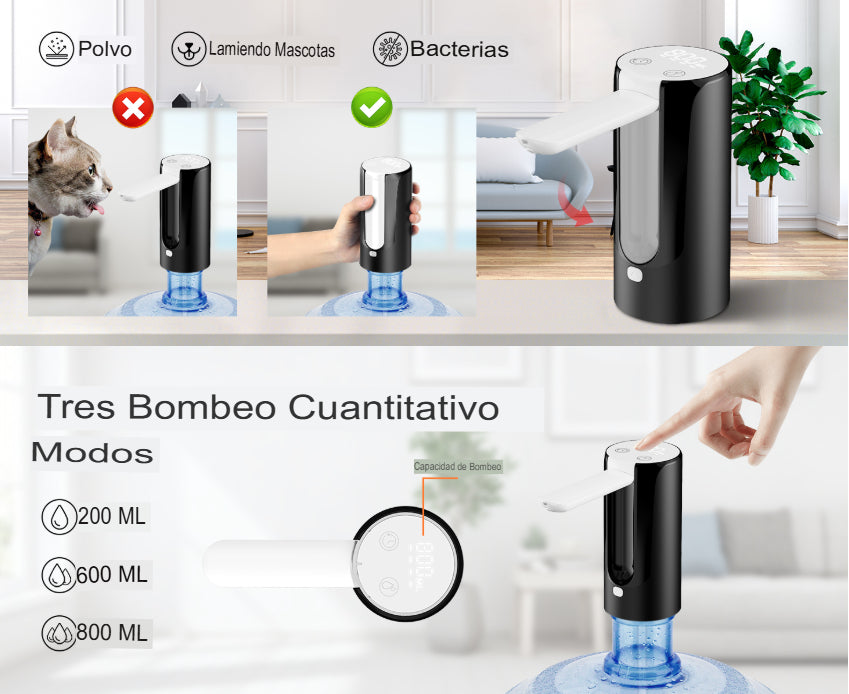 AquaSmart Pro - DISPENSADOR DE AGUA AUTOMÁTICO PROFESIONAL (Negro)