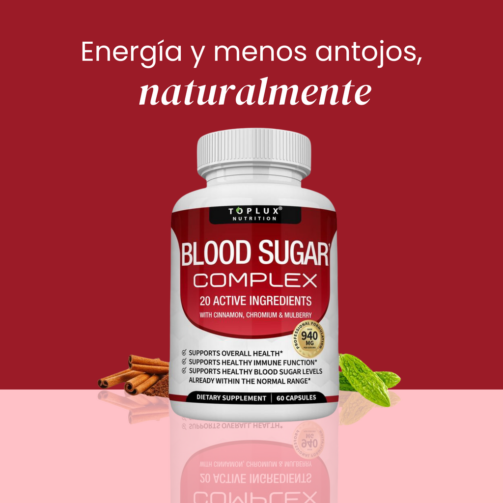 BLOOD SUGAR COMPLEX/ reduce el azúcar en sangre, controla los antojos y recupera tu energía en solo 7 días.